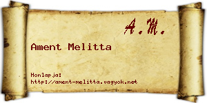 Ament Melitta névjegykártya