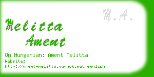 melitta ament business card